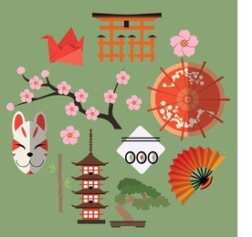 vector set of japanese flat icons 