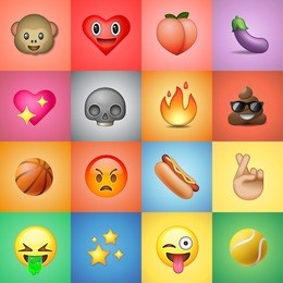 set of emoticons, emoji, colorful background