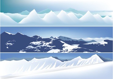 winter banners with high mountains