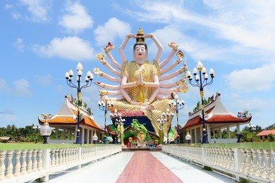 the guan yin statue at wat plai laem, thailand, koh samui
