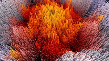 3d illustration of abstract macro render structure made of millions columns