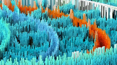 3d illustration of abstract macro render structure made of millions columns