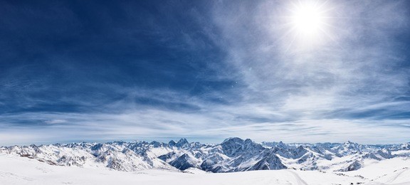 view from the mount elbrus, the northern caucasus mountains, russia