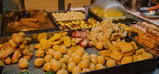 asian street food in hong kong downtown.