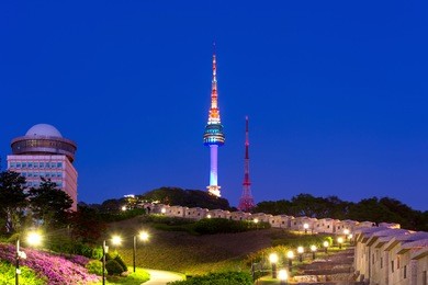 n seoul tower located on namsan mountain in central seoul,south korea.