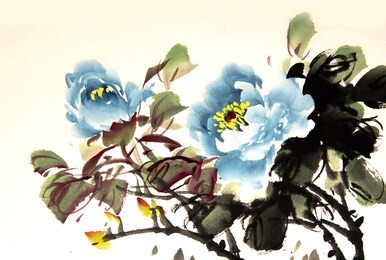 chinese peony ink drawing