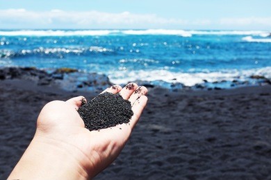 black sand beach, big island, hawaii