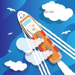 sea cruise. view from above. vector illustration.