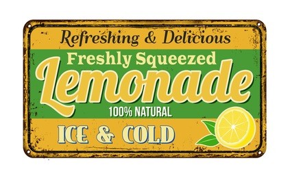 lemonade vintage rusty metal sign on a white background, vector illustration