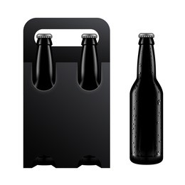 vector beer bottle and black packaging
