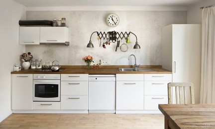 new kitchen in old school industrial style