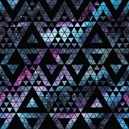 galaxy seamless pattern with triangles and geometric shapes. vector trendy illustration.
