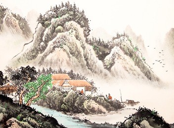 chinese landscape watercolor painting