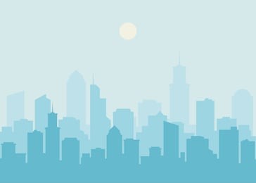 city skyline vector illustration. urban landscape. blue city silhouette. cityscape in flat style. modern city landscape. cityscape backgrounds. daytime city skyline.