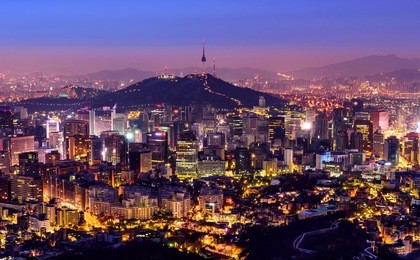 korea,seoul city and namsan tower at night