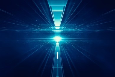 3d abstract lens flare space or time travel concept background