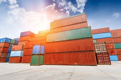 industrial port with containers