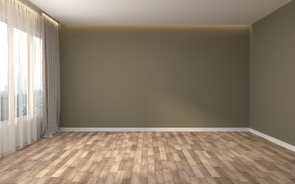 interior with large window. 3d illustration