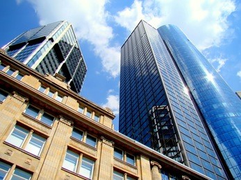 the maintower, one of the most famous skyscrapers in frankfurt am main, germany