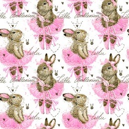 ute bunny seamless pattern.  watercolor rabbit illustration. 