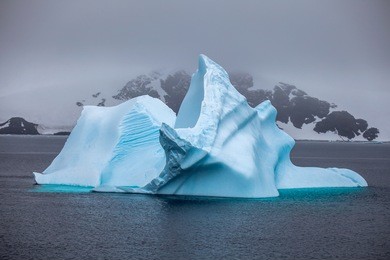 beautifull blue iceberg and ocean. peculiar landscape of the antarctica 