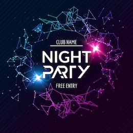 night party neon poster. shiny banner club disco. dj fun dance summer music invitation flyer