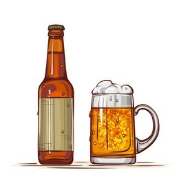 vector colored illustration of fresh cold summer beer