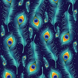 peacock feather seamless pattern. vector illustration