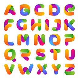 colorful one line letters set. on white. font style, vector design template elements for your application or corporate identity.