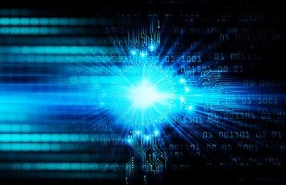 blue abstract hi speed internet technology background illustration. eye scan virus computer. motion move.