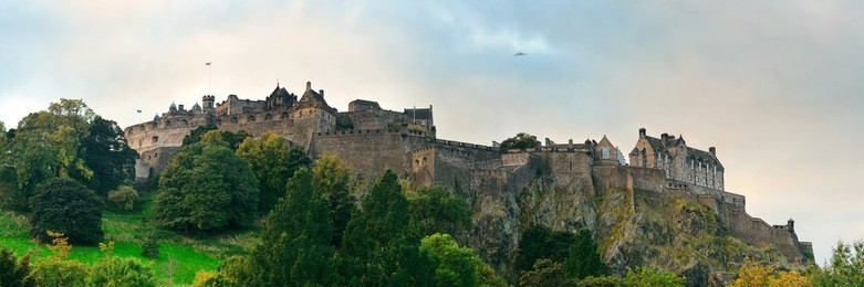 edinburgh castle panorama as the famous city landmark. united kingdom.