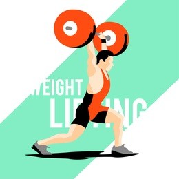 weight lifting athlete. squat and jerk. colorful symbol