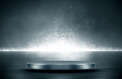 blank product stand and abstract background with light and reflection.3d rendering.