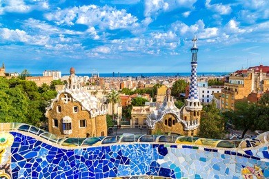 park guell by architect gaudi in a summer day  in barcelona, spain.