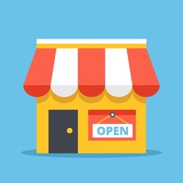 store with open sign. flat design vector illustration