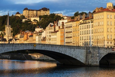 bonaparte bridge in lyon. lyon, rhone-alpes, france.