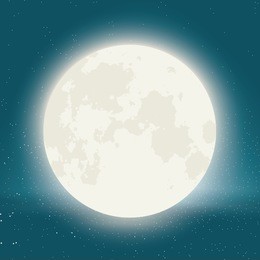 vector moon with stars in background.