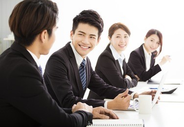 group of business people having meeting together