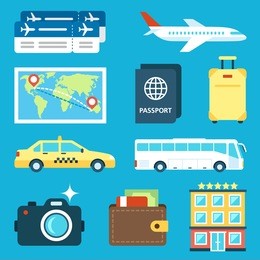 vector set of travel icons. flat style.