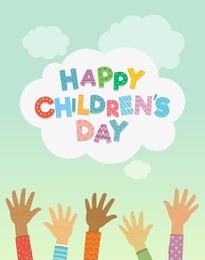 children's day vector background. happy children's day title. happy children's day colorful card with children's hands.
