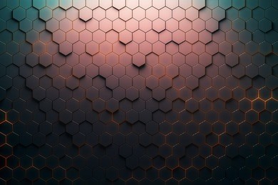 red hexagon pattern. 3d rendering