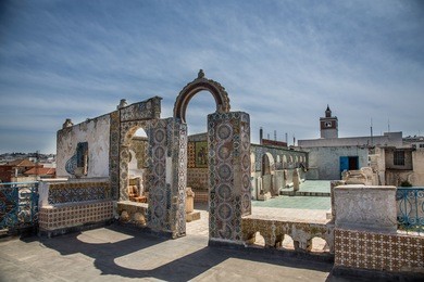 view of a rooftop at medina de tunis, tunisia