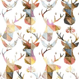 deer seamless pattern. watercolor background