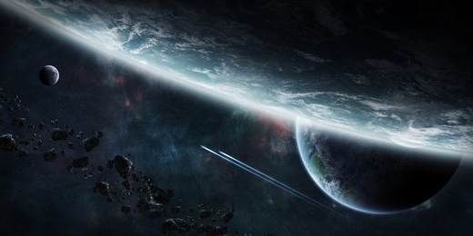 view of a sunrise on a distant planet system in space 'elements of this image furnished by nasa'