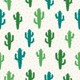seamless pattern with cactus on white background. perfect for mexican decorations, wallpaper, gift paper, textile, web page background. vector illustration.