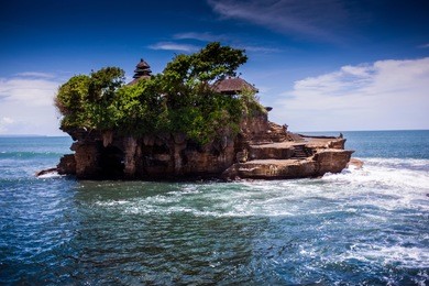 tanah lot temple on sea in bali island indonesia