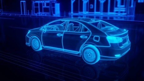 city car structure overview in wire style - 3d rendering