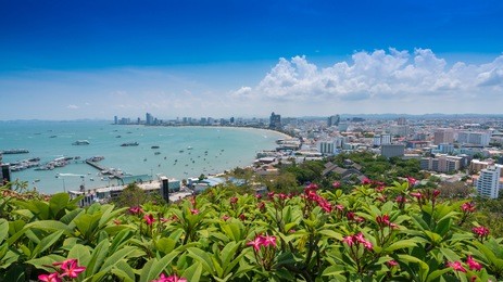 view of pattaya city beach at pratumnak viewpoint.