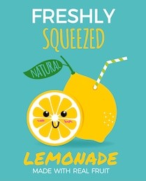 cute lemon as a drink with a straw. fresh lemonade concept illustration vector.