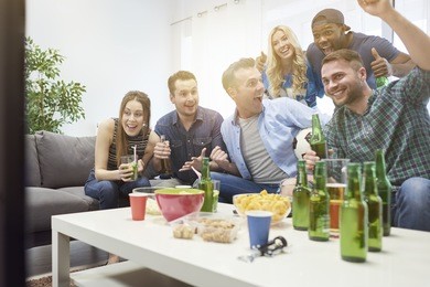 party with friends during the match